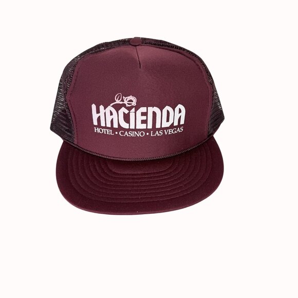 Vintage Hacienda Las Vegas Trucker Hat Burgundy Mesh Snapback Defunct Casino